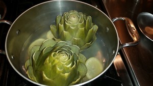 artichokes cooking