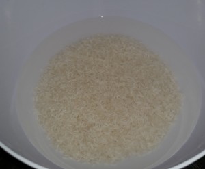 Last rinse of the rice