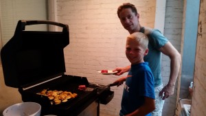 Max & Dad grilling