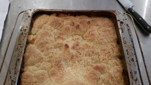 Peach cobbler just out of the oven!
