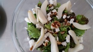 Pear, walnut and goat  cheese salad 