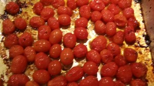 Roasted grape tomatoes (about to be served)