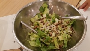 Caesar salad with walnuts, fresh parmesan and granny smith croutons