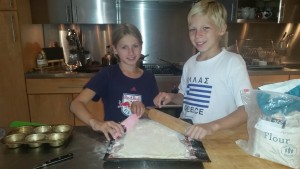 Roll puff pastry out before cutting into six strips 