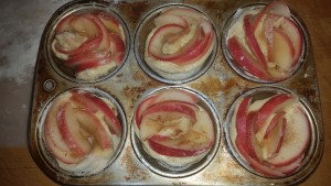 Bake rolled up apple roses at 375 for 35 minutes.  