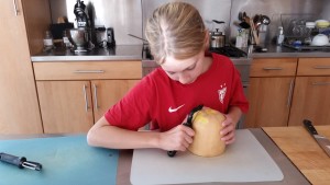 The hardest part of making butternut squash soup? Peeling the squash!!