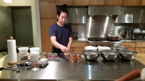 Chef Taka setting up the ingredients for our class.