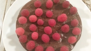 Chocolate Mousse Cake with raspberries