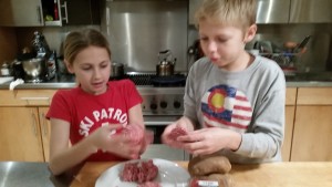 Shaping the burgers (wash hands before and after)