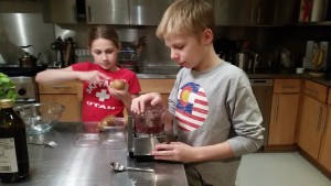 Making tapenade in our mini-cuisinart