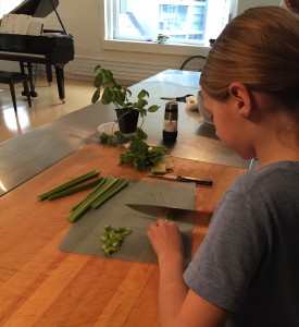 Alex chopping celery